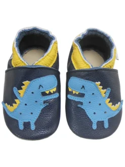 Bemesu Dunkelblaue Baby Leder Krabbelschuhe, mit rutschfester Sohle –Dinosaurier-Muster Outlet