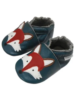 Bemesu Dunkelgrüne Baby Leder Krabbelschuhe, mit rutschfester Sohle – Fuchs-Muster Outlet