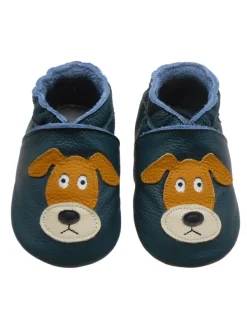 Basrakids Dunkelgrüne Baby-Leder-Laufschuhe, mit rutschfester Sohle - mit Mops-Motiv Discount