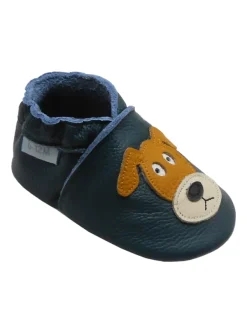 Basrakids Dunkelgrüne Baby-Leder-Laufschuhe, mit rutschfester Sohle - mit Mops-Motiv Discount