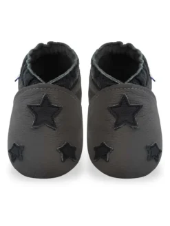 Yihakids Grau Baby Leder Krabbelschuhe, mit rutschfester Sohle – Sternenmuster> Krabbelschuhe