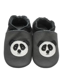 Yihakids Grau Baby Leder Krabbelschuhe, mit rutschfester Sohle – Panda-Muster> Krabbelschuhe