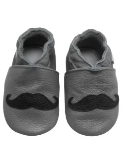 Bemesu Graue Baby-Leder-Laufschuhe, komfortabel mit rutschfester Sohle - Bartmuster Outlet