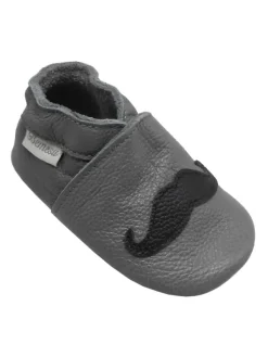 Bemesu Graue Baby-Leder-Laufschuhe, komfortabel mit rutschfester Sohle - Bartmuster Outlet