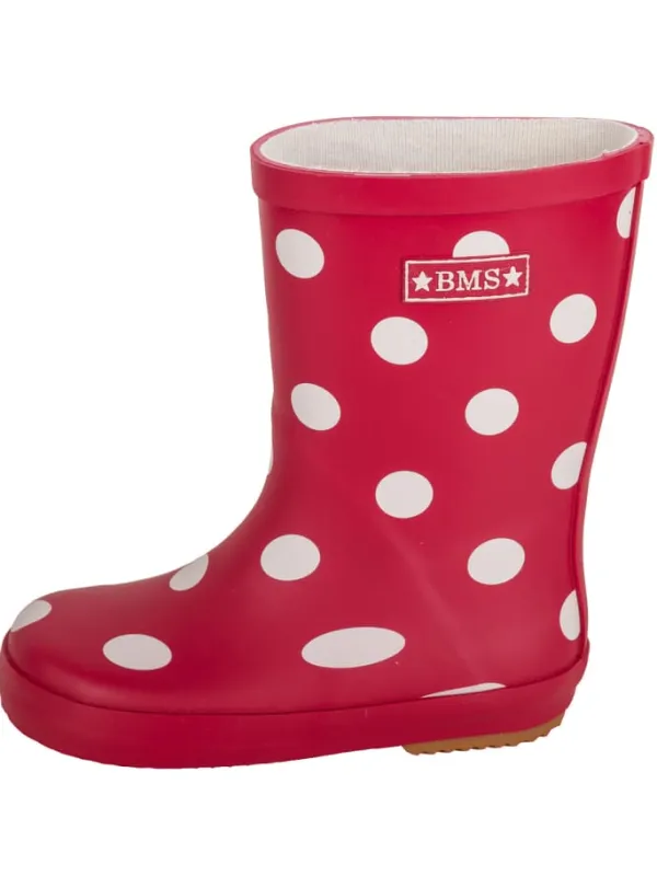 BMS Gummistiefel "Naturkautschuck" in Rot mit Punkten> Gummistiefel
