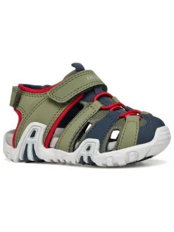 Geox Halbsandalen "Kraze" in Khaki/ Rot/ Dunkelblau Discount