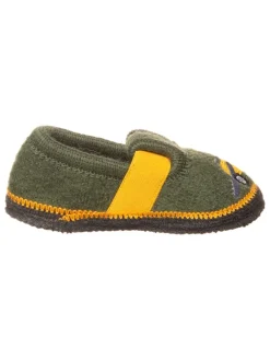 lamino Hausschuhe "Bobby Traktor" in Khaki>Kinder Hausschuhe|Hausschuhe