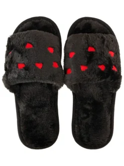Zwillingsherz Hausschuhe in Schwarz/ Rot Outlet