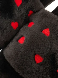 Zwillingsherz Hausschuhe in Schwarz/ Rot Outlet