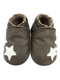Bemesu Hellbraune Baby-Lederschuhe, komfortable rutschfeste Sohle - Sternmuster Online