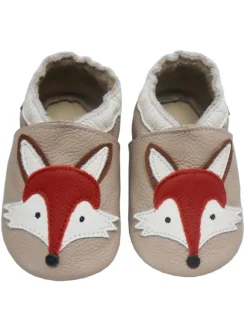 Bemesu Helles Rosa Baby Leder Krabbelschuhe, mit rutschfester Sohle – Fuchs-Muster Outlet