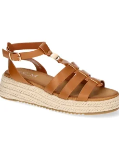 C'M Keilespadrilles in Hellbraun>Damen Halbschuhe