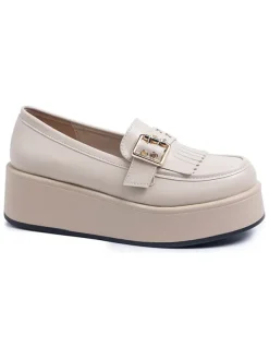 C'M Keilmokassins in Creme>Damen Halbschuhe