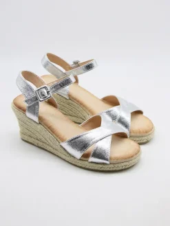 Bellucci Keil-Sandaletten in Silber New