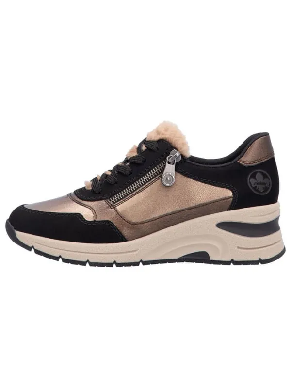 rieker Keilsneakers in Schwarz/ Hellbraun Discount