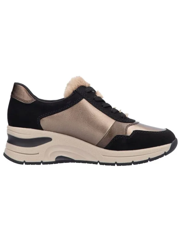 rieker Keilsneakers in Schwarz/ Hellbraun Discount