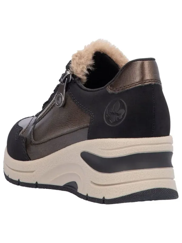 rieker Keilsneakers in Schwarz/ Hellbraun Discount