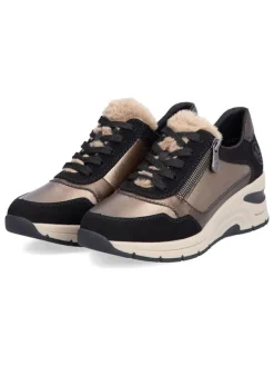 rieker Keilsneakers in Schwarz/ Hellbraun Discount