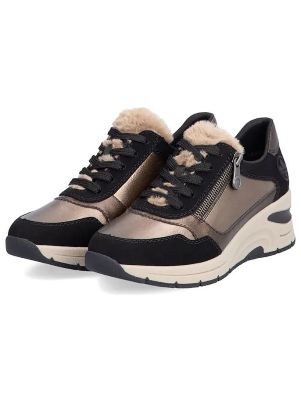 rieker Keilsneakers in Schwarz/ Hellbraun Discount