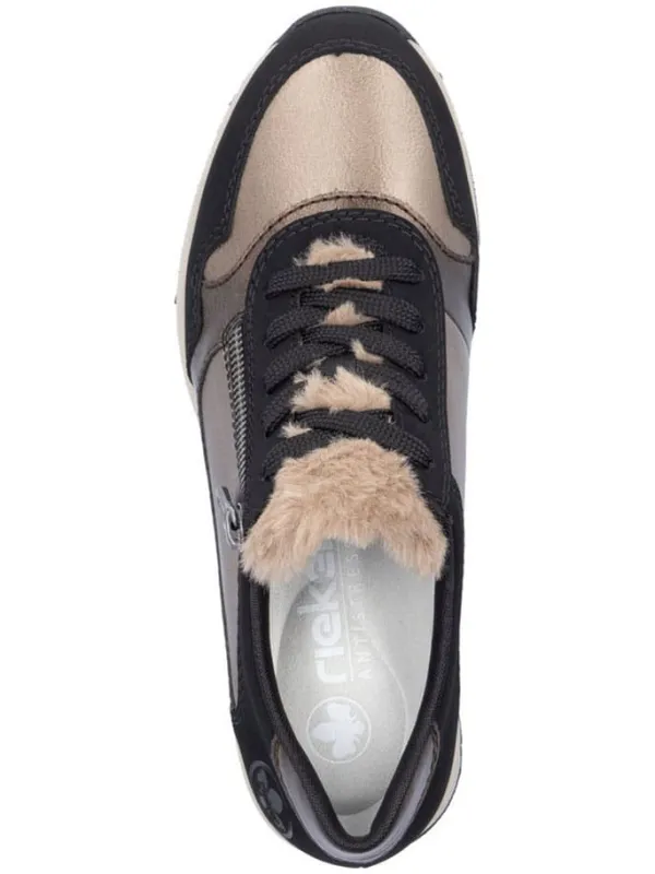 rieker Keilsneakers in Schwarz/ Hellbraun Discount