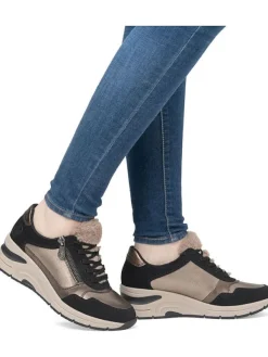 rieker Keilsneakers in Schwarz/ Hellbraun Discount