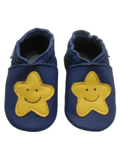 Bemesu Königsblaue Baby-Leder-Laufschuhe, mit rutschfester Sohle - gelbem Sternenmuster Outlet