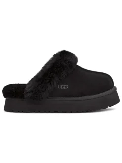 UGG Lammfell-Hausschuhe "Disquette" in Schwarz Discount