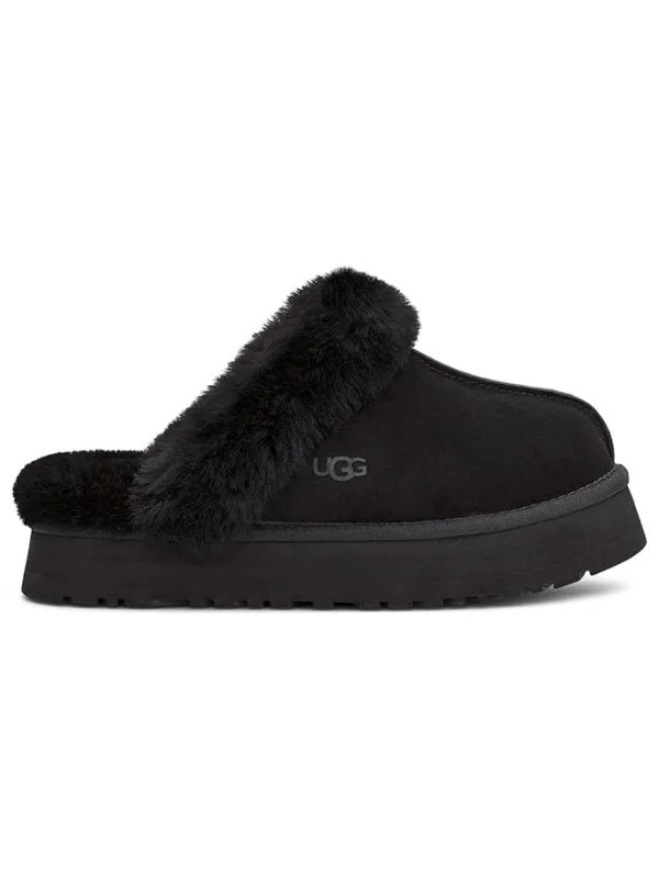 UGG Lammfell-Hausschuhe "Disquette" in Schwarz Discount