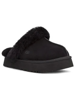 UGG Lammfell-Hausschuhe "Disquette" in Schwarz Discount