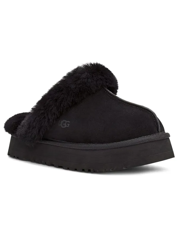 UGG Lammfell-Hausschuhe "Disquette" in Schwarz Discount