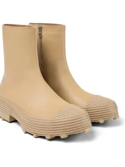 Camper Leder-Ankle-Boots in Beige>Damen Stiefeletten