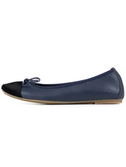 Anna Morellini Leder-Ballerinas "Fabella" in Dunkelblau Sale