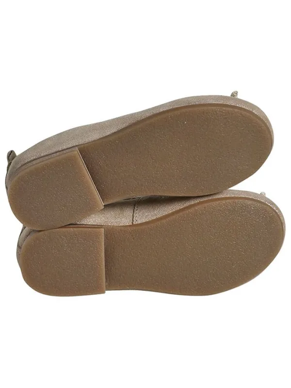 vertbaudet Leder-Ballerinas in Beige/ Gold>Kinder Ballerinas