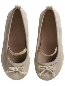 vertbaudet Leder-Ballerinas in Beige/ Gold><noscript><img width=