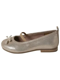 vertbaudet Leder-Ballerinas in Beige/ Gold><noscript><img width=