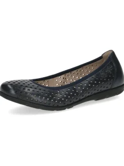 Caprice Leder-Ballerinas in Dunkelblau New