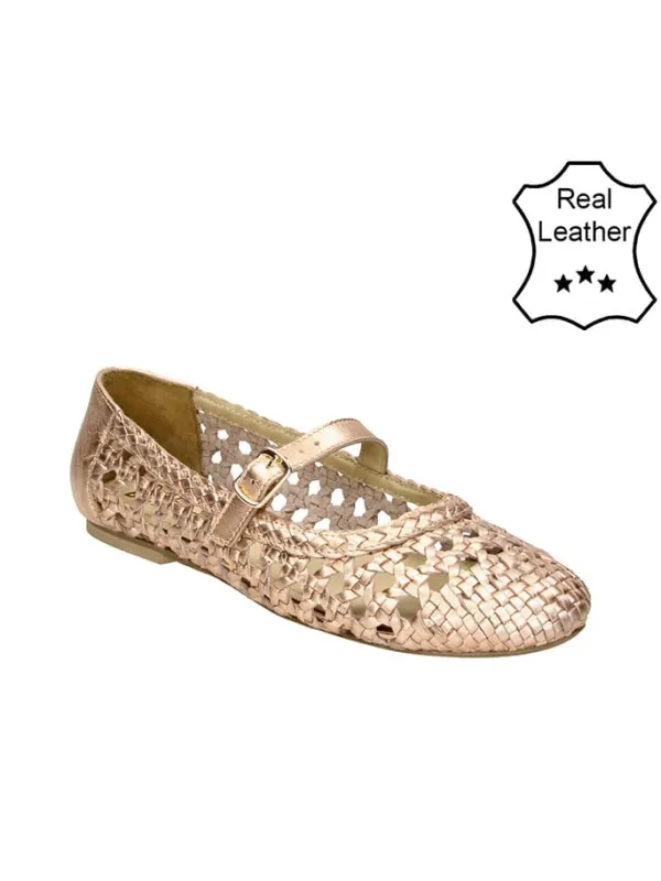 Bullboxer Leder-Ballerinas in Gold Discount