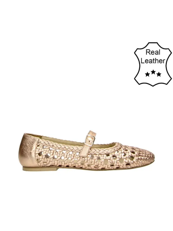 Bullboxer Leder-Ballerinas in Gold Discount