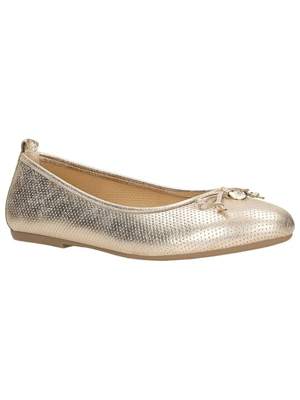 Wojas Leder-Ballerinas in Gold Best