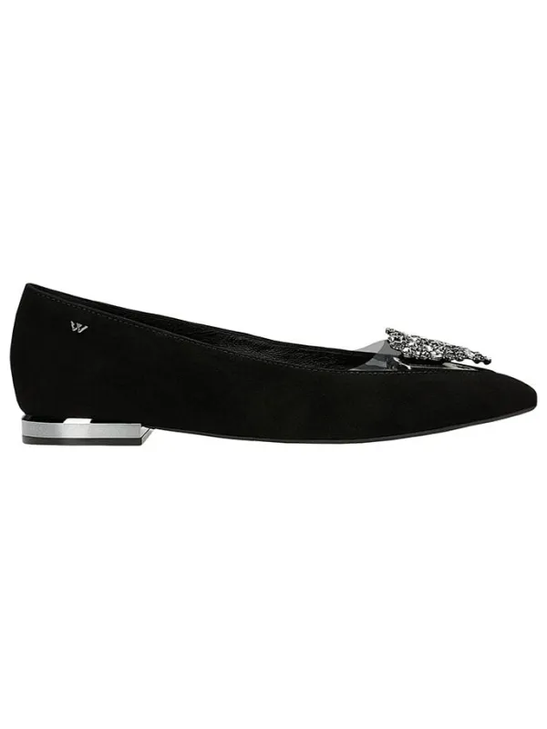 Wojas Leder-Ballerinas in Schwarz