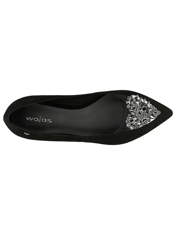 Wojas Leder-Ballerinas in Schwarz