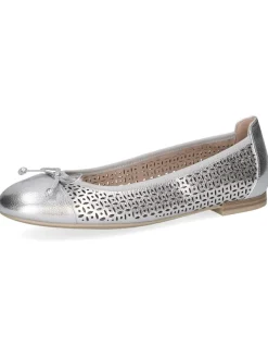 Caprice Leder-Ballerinas in Silber Hot