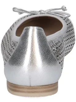 Caprice Leder-Ballerinas in Silber Hot