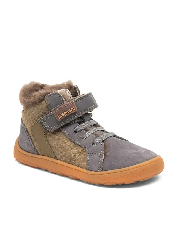 bisgaard Leder-Barfußschuhe "Rafael" in Grau/ Khaki Hot