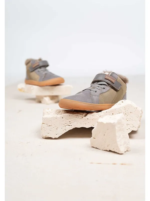 bisgaard Leder-Barfußschuhe "Rafael" in Grau/ Khaki Hot