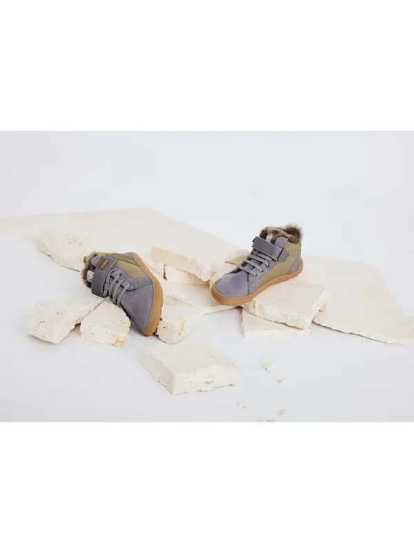 bisgaard Leder-Barfußschuhe "Rafael" in Grau/ Khaki Hot