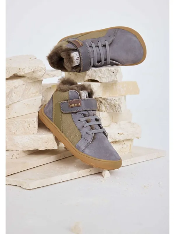 bisgaard Leder-Barfußschuhe "Rafael" in Grau/ Khaki Hot