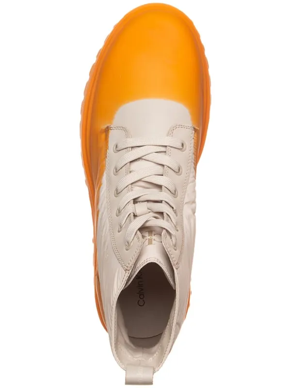 Calvin Klein Leder-Boots in Orange/ Beige Hot