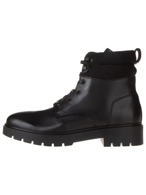 Calvin Klein Leder-Boots in Schwarz Sale