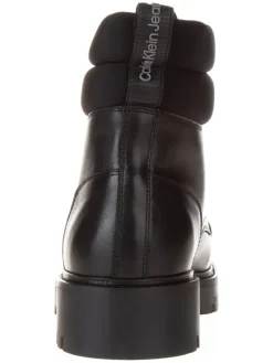 Calvin Klein Leder-Boots in Schwarz Sale